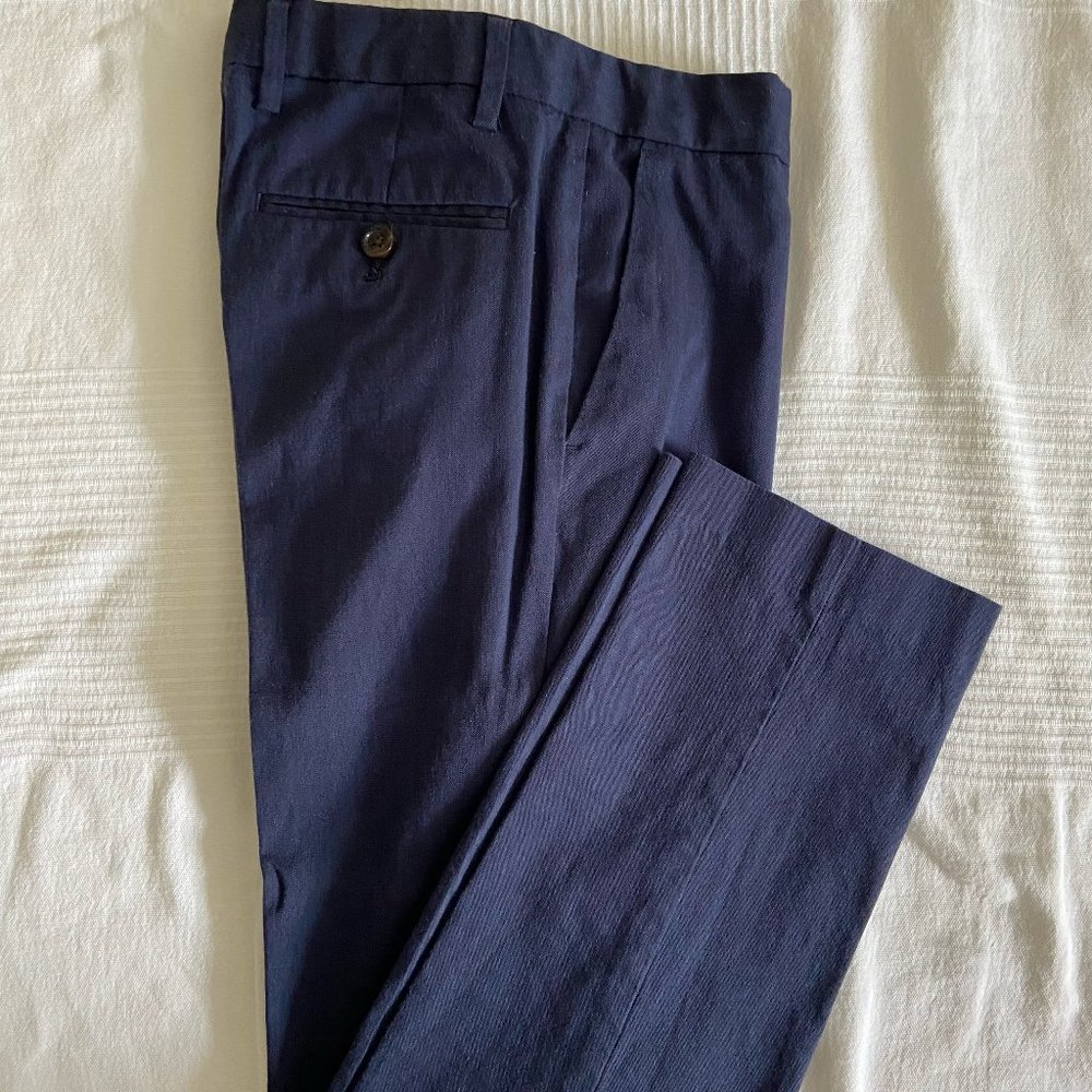 Boys' Ludlow unstructured suit pant in linen | 12 | Navy